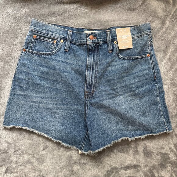 Madewell NWT The MomJean Medium Wash Shorts Size 31 High Rise - Picture 1 of 4